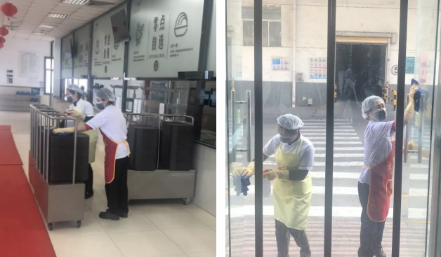 （疫情宣傳教育培訓(xùn)中）（錯(cuò)峰就餐 分散式就餐） （傾力出擊，全面消毒）
